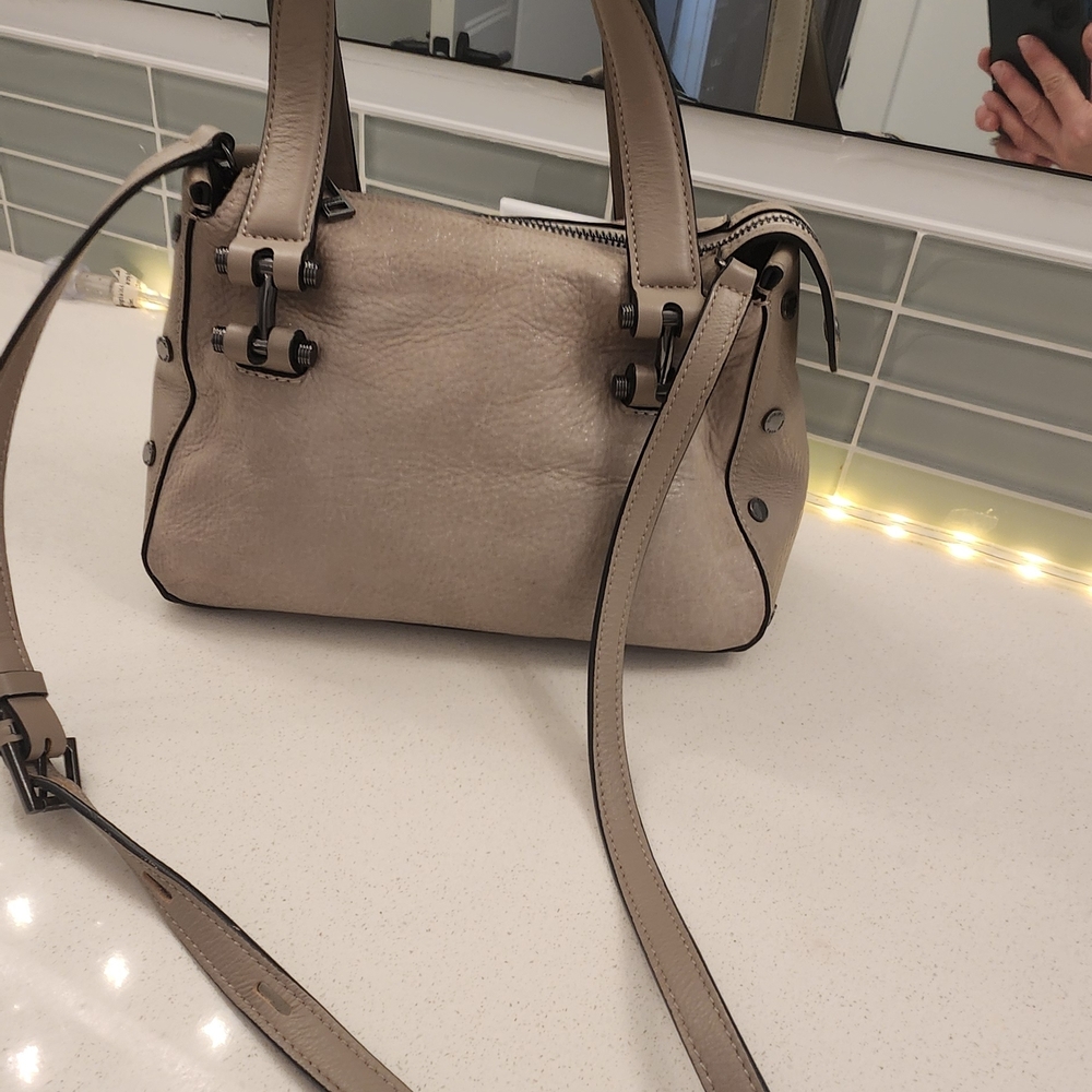 Chic Taupe Leather Shoulder Bag